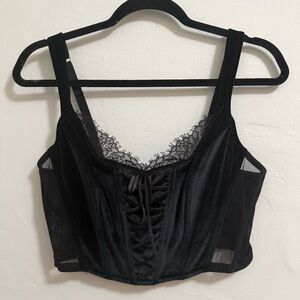 Lace-Up Velvet Corset